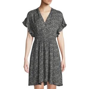 NEW REBECCA TAYLOR Sweet Briar Ruffle Sleeve Silk Dress Smocked Waist